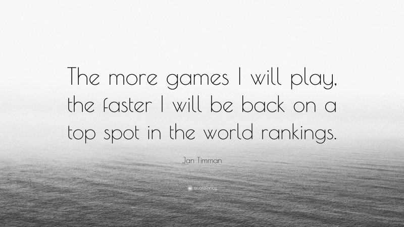 Jan Timman Quote: “The more games I will play, the faster I will be back on a top spot in the world rankings.”