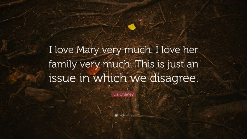 Liz Cheney Quote: “I love Mary very much. I love her family very much. This is just an issue in which we disagree.”
