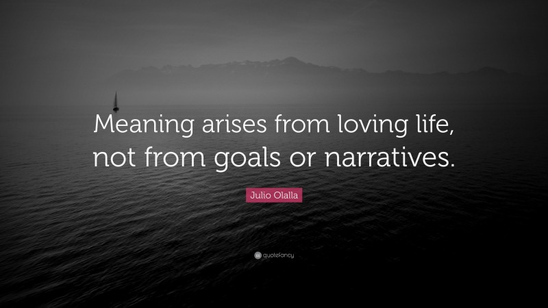 Julio Olalla Quote: “Meaning arises from loving life, not from goals or narratives.”