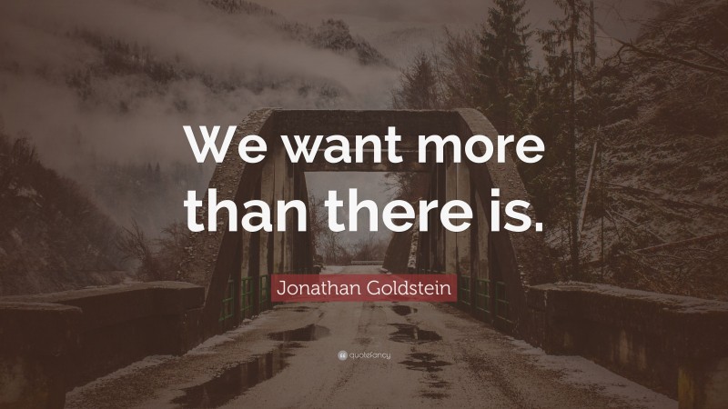 Jonathan Goldstein Quote: “We want more than there is.”