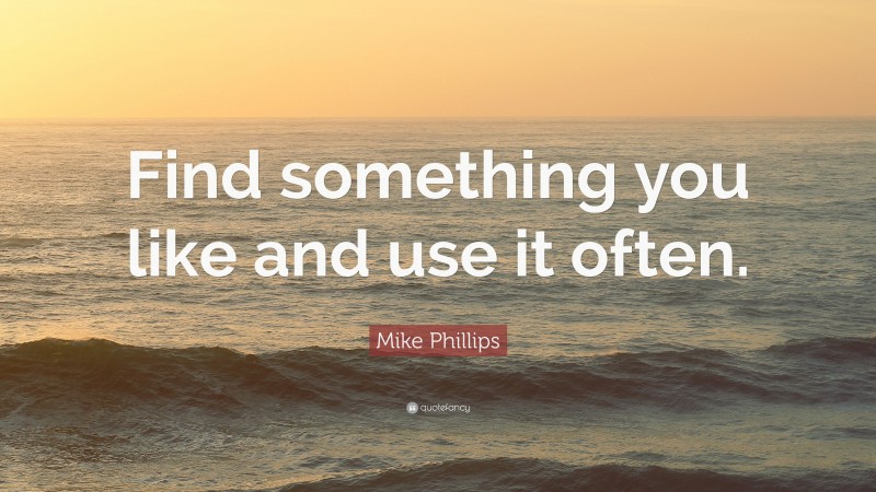 Mike Phillips Quote: “Find something you like and use it often.”