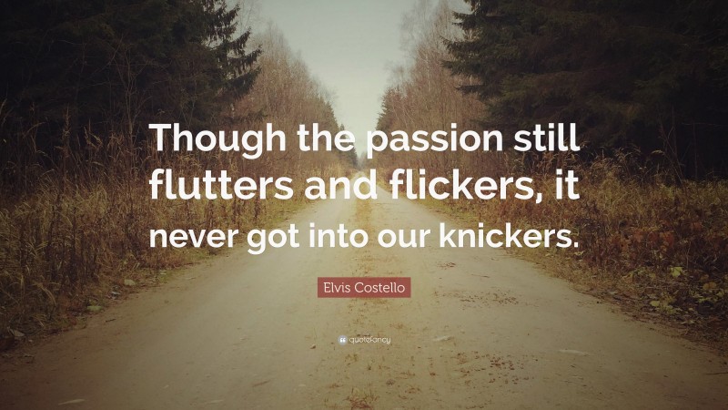 Elvis Costello Quote: “Though the passion still flutters and flickers, it never got into our knickers.”
