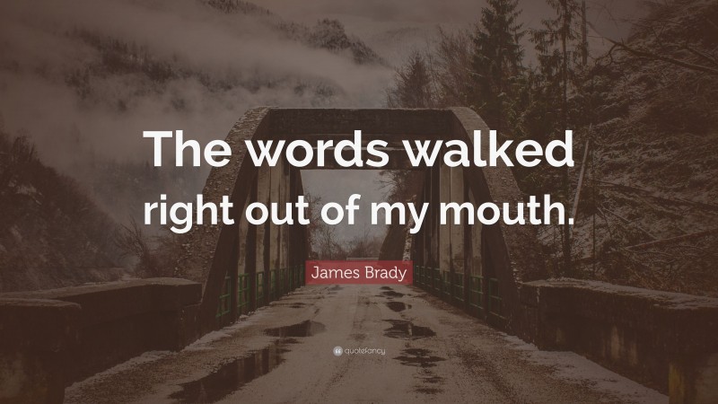 James Brady Quote: “The words walked right out of my mouth.”
