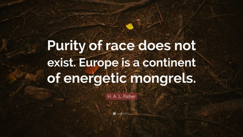 H. A. L. Fisher Quote: “Purity of race does not exist. Europe is a continent of energetic mongrels.”