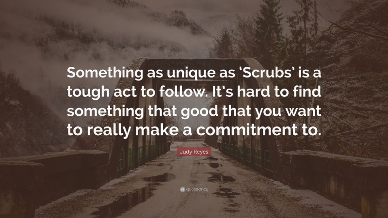 Judy Reyes Quote: “Something as unique as ‘Scrubs’ is a tough act to follow. It’s hard to find something that good that you want to really make a commitment to.”