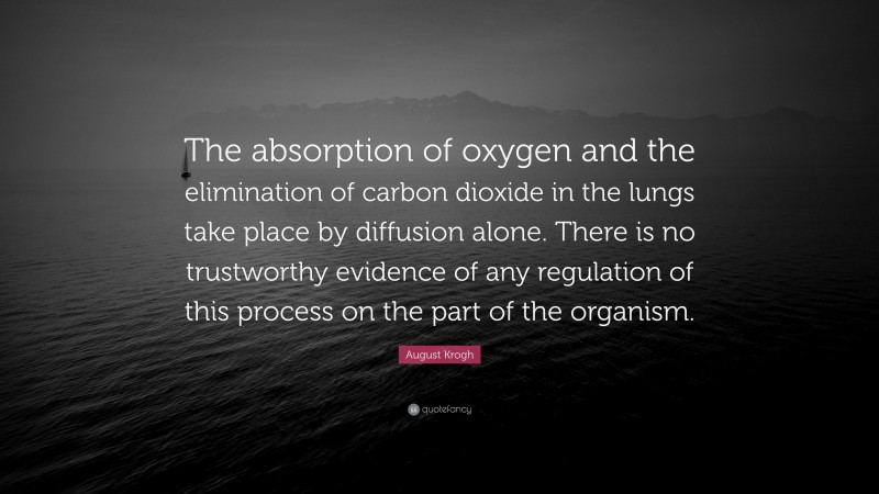 August Krogh Quote: “The absorption of oxygen and the elimination of carbon dioxide in the lungs take place by diffusion alone. There is no trustworthy evidence of any regulation of this process on the part of the organism.”