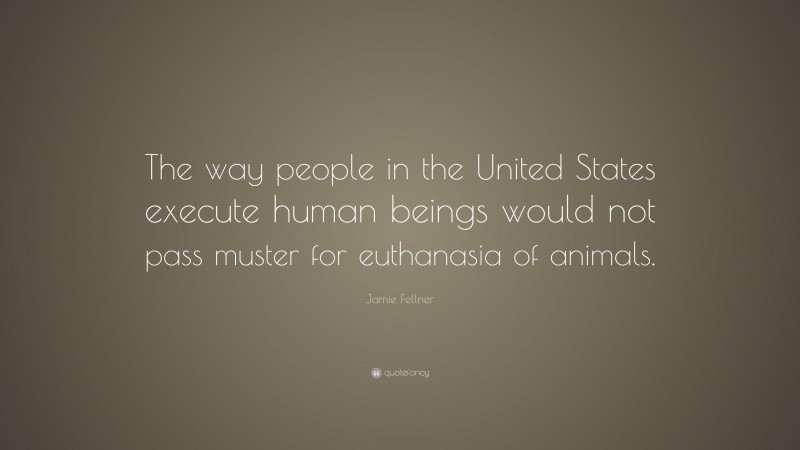 Jamie Fellner Quote: “The way people in the United States execute human beings would not pass muster for euthanasia of animals.”