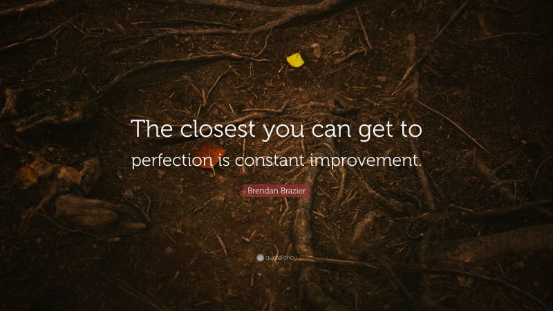 Brendan Brazier Quote: “The closest you can get to perfection is constant improvement.”