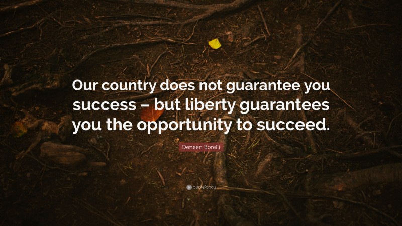 Deneen Borelli Quote: “Our country does not guarantee you success – but liberty guarantees you the opportunity to succeed.”