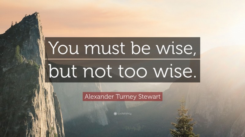 Alexander Turney Stewart Quote: “You must be wise, but not too wise.”