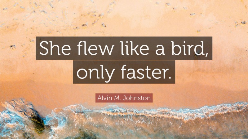 Alvin M. Johnston Quote: “She flew like a bird, only faster.”