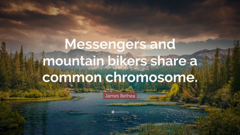 James Bethea Quote: “Messengers and mountain bikers share a common chromosome.”