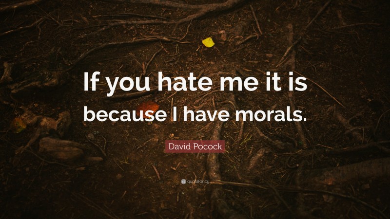 David Pocock Quote: “If you hate me it is because I have morals.”