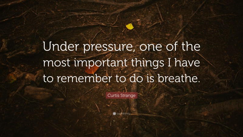Curtis Strange Quote: “Under pressure, one of the most important things I have to remember to do is breathe.”