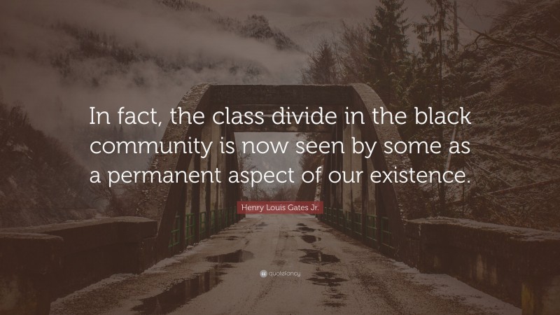 Henry Louis Gates Jr. Quote: “In fact, the class divide in the black community is now seen by some as a permanent aspect of our existence.”