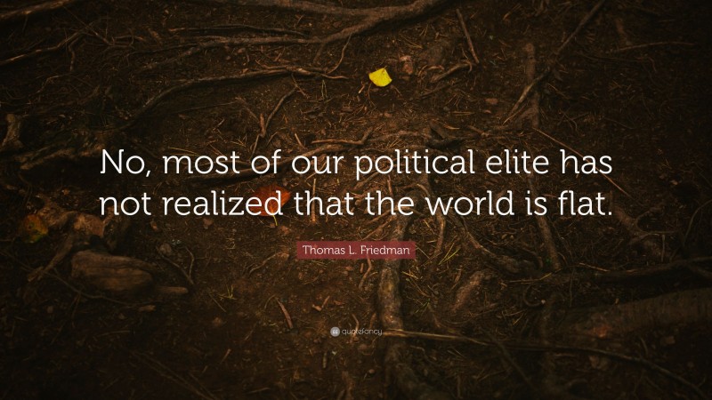 Thomas L. Friedman Quote: “No, most of our political elite has not realized that the world is flat.”