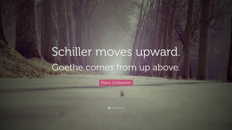 Franz Grillparzer Quote: “Schiller moves upward. Goethe comes from up above.”