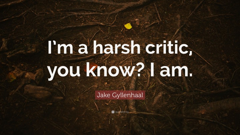 Jake Gyllenhaal Quote: “I’m a harsh critic, you know? I am.”