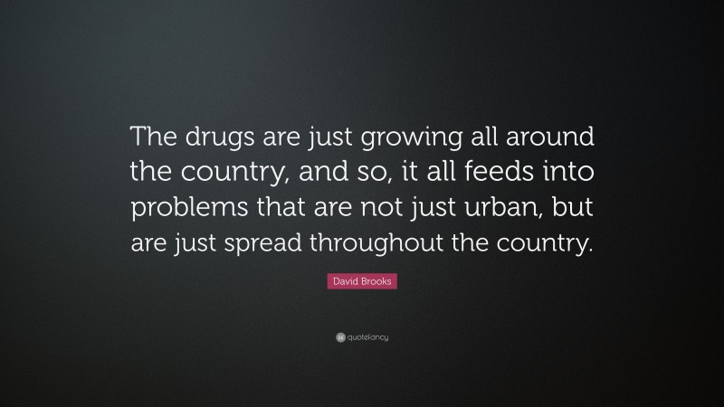 David Brooks Quote: “The drugs are just growing all around the country, and so, it all feeds into problems that are not just urban, but are just spread throughout the country.”