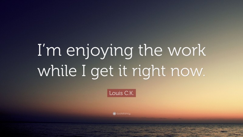 Louis C.K. Quote: “I’m enjoying the work while I get it right now.”