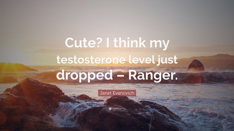 Janet Evanovich Quote: “Cute? I think my testosterone level just dropped – Ranger.”