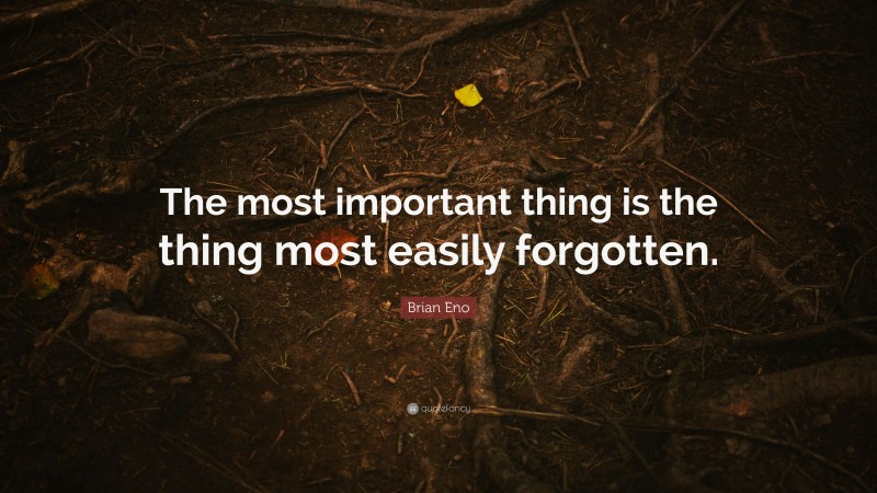 Brian Eno Quote: “The most important thing is the thing most easily forgotten.”