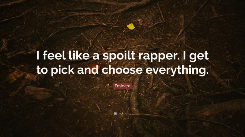 Eminem Quote: “I feel like a spoilt rapper. I get to pick and choose everything.”
