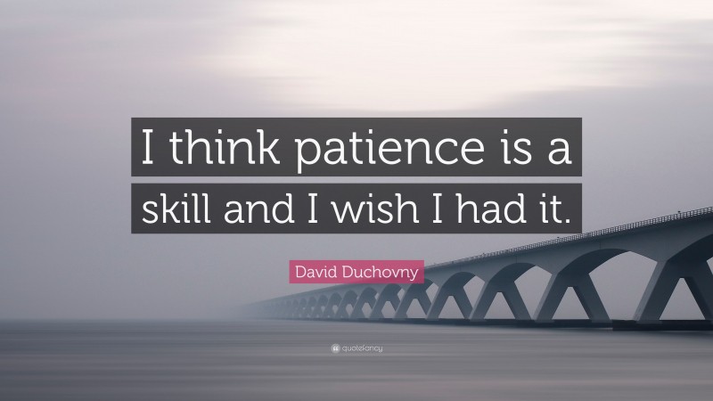 David Duchovny Quote: “I think patience is a skill and I wish I had it.”