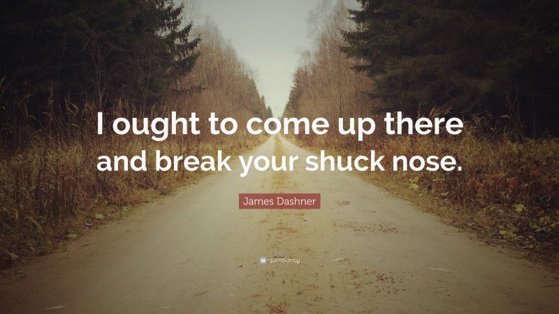 James Dashner Quote: “I ought to come up there and break your shuck nose.”