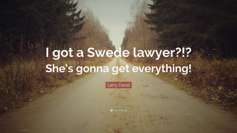 Larry David Quote: “I got a Swede lawyer?!? She’s gonna get everything!”