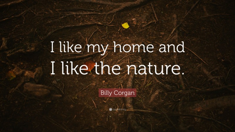 Billy Corgan Quote: “I like my home and I like the nature.”