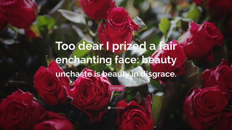 Homer Quote: “Too dear I prized a fair enchanting face: beauty unchaste is beauty in disgrace.”