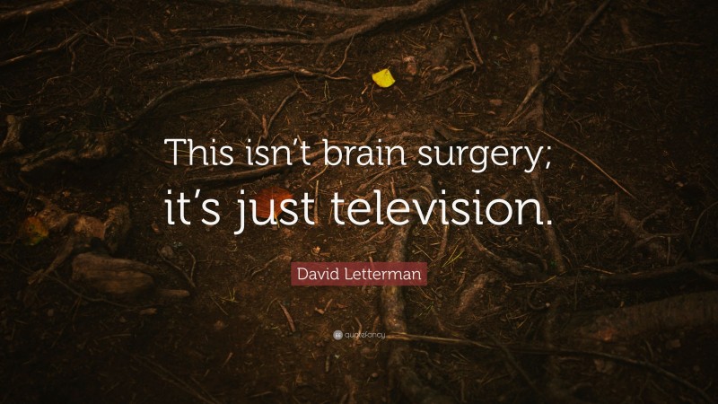 David Letterman Quote: “This isn’t brain surgery; it’s just television.”