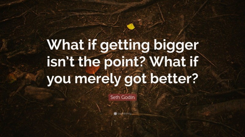 Seth Godin Quote: “What if getting bigger isn’t the point? What if you merely got better?”