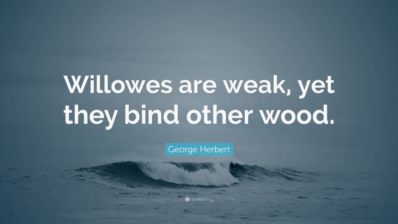 George Herbert Quote: “Willowes are weak, yet they bind other wood.”