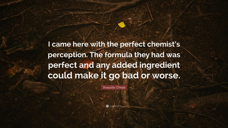Shaquille O'Neal Quote: “I came here with the perfect chemist’s perception. The formula they had was perfect and any added ingredient could make it go bad or worse.”