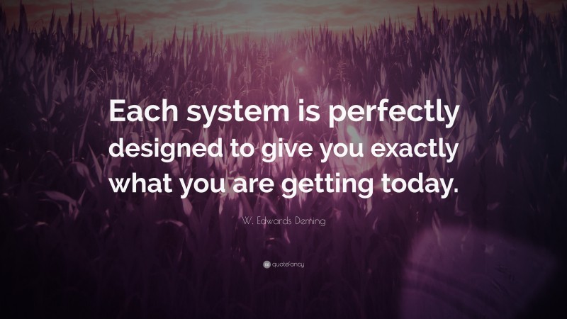W. Edwards Deming Quote: “Each system is perfectly designed to give you exactly what you are getting today.”