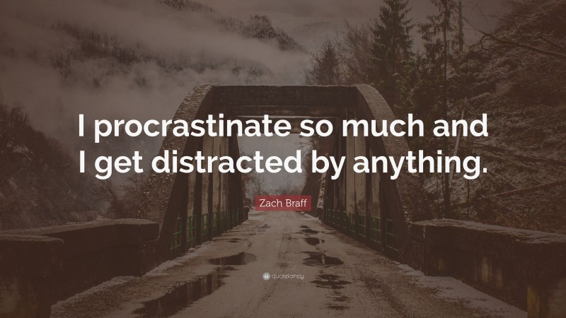 Zach Braff Quote: “I procrastinate so much and I get distracted by anything.”