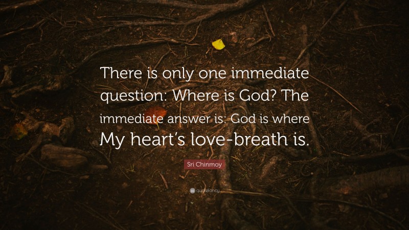 Sri Chinmoy Quote: “There is only one immediate question: Where is God? The immediate answer is: God is where My heart’s love-breath is.”