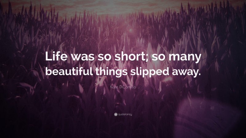 Kate DiCamillo Quote: “Life was so short; so many beautiful things slipped away.”