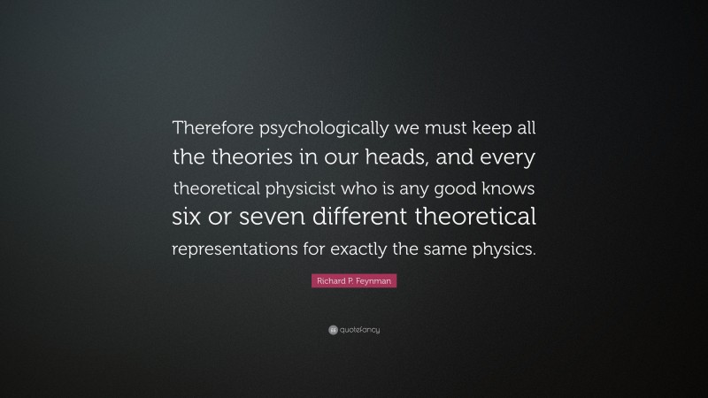 Richard P. Feynman Quote: “Therefore psychologically we must keep all ...