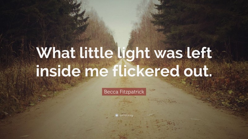 Becca Fitzpatrick Quote: “What little light was left inside me flickered out.”