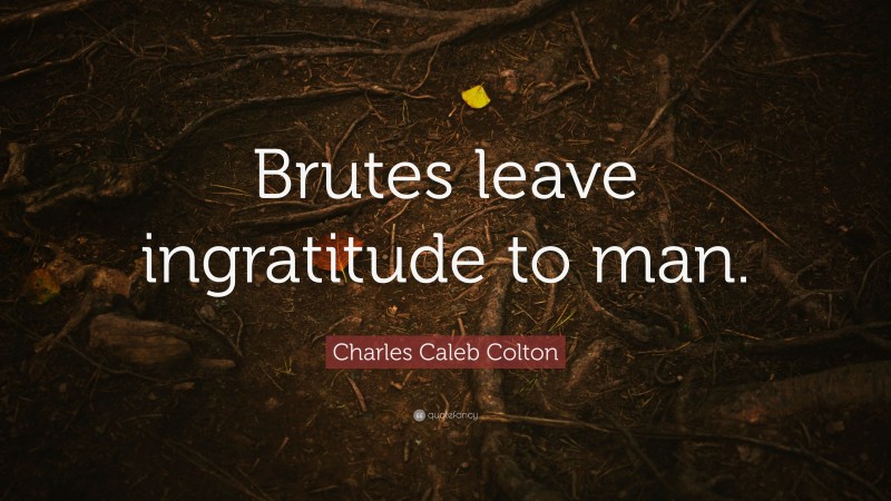 Charles Caleb Colton Quote: “Brutes leave ingratitude to man.”