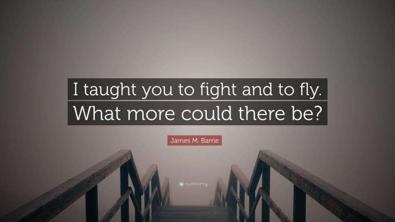 James M. Barrie Quote: “I taught you to fight and to fly. What more could there be?”