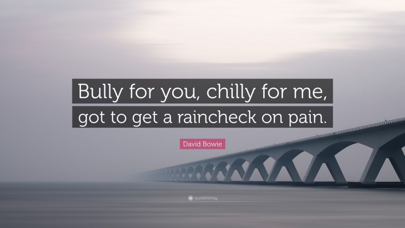 David Bowie Quote: “Bully for you, chilly for me, got to get a raincheck on pain.”