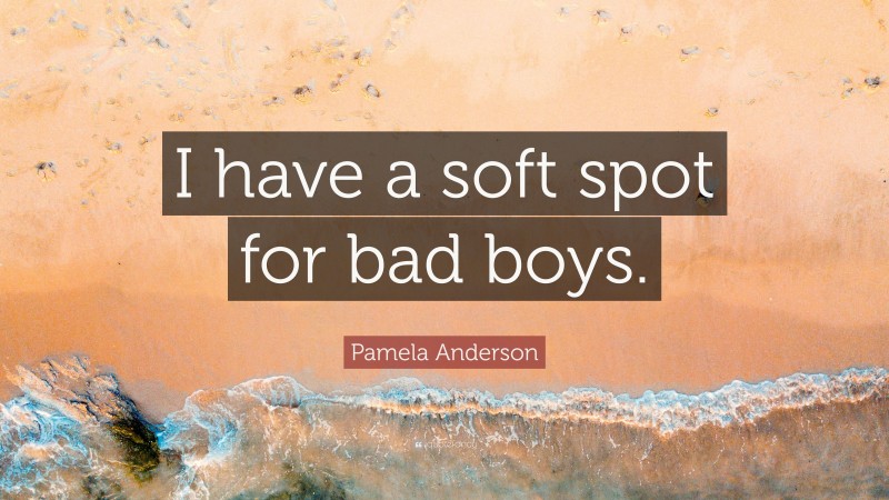 Pamela Anderson Quote: “I have a soft spot for bad boys.”