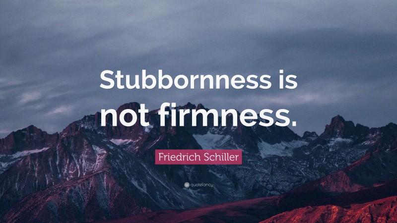 Friedrich Schiller Quote: “Stubbornness is not firmness.”