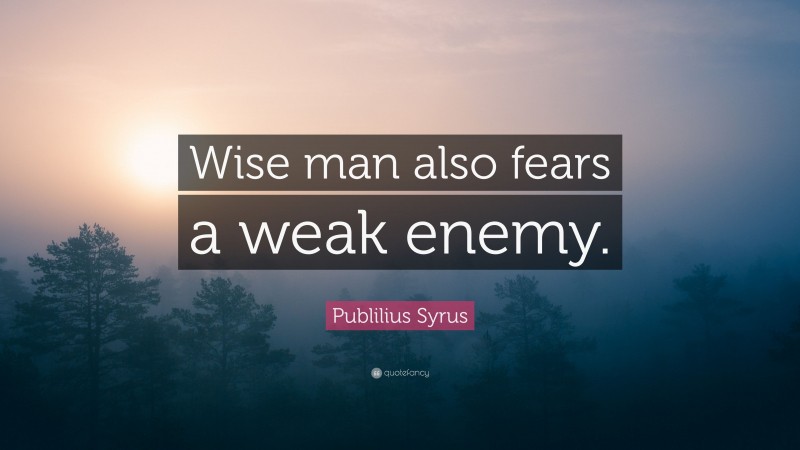 Publilius Syrus Quote: “Wise man also fears a weak enemy.”