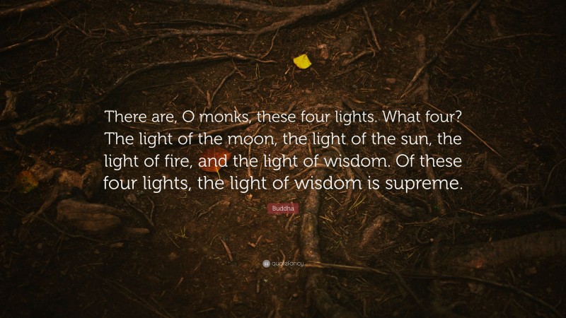 Buddha Quote: “There are, O monks, these four lights. What four? The light of the moon, the light of the sun, the light of fire, and the light of wisdom. Of these four lights, the light of wisdom is supreme.”