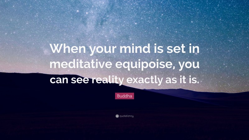 Buddha Quote: “When your mind is set in meditative equipoise, you can see reality exactly as it is.”